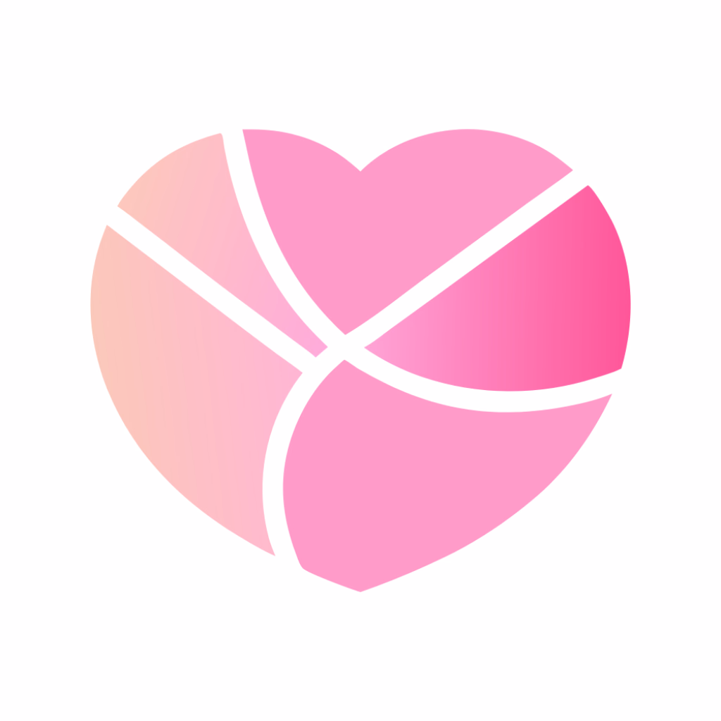 Amour app icon with a pink heart-shaped basketball mark