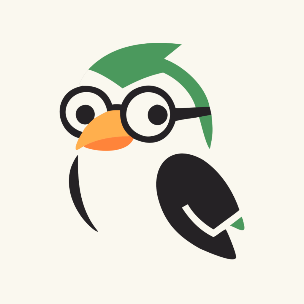 Focus4 app icon featuring a green and black bird