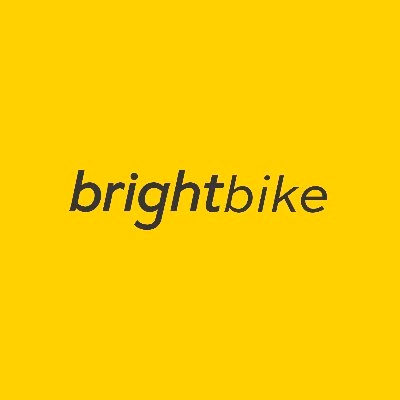 BrightBike app icon with black lettering on a yellow background