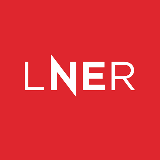 LNER app icon with white lettering on a red background